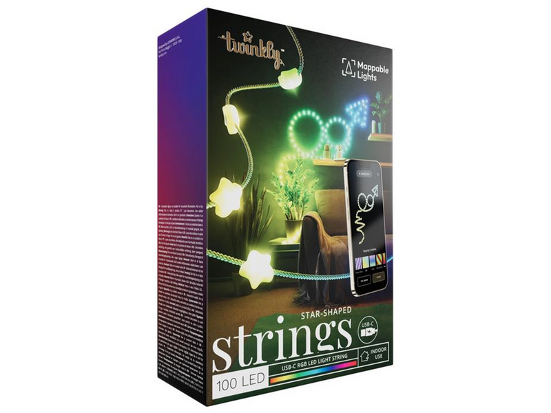 Twinkly Candies – 100 Star-shaped RGB LEDs Clear Wire USB-C