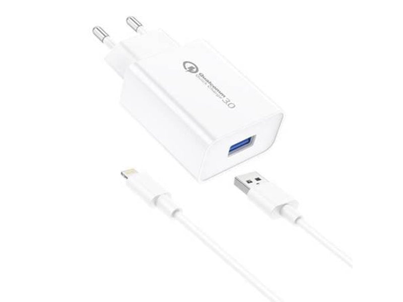 Foneng Wall Charger + USB to Lightning Cable 3A EU13 (White)