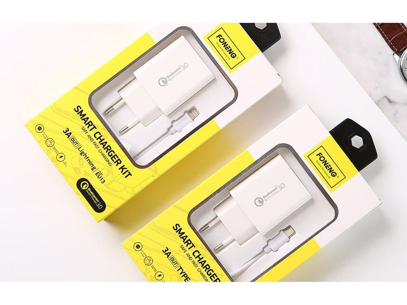 Foneng Wall Charger EU13 + USB to Micro USB Cable 3A (White)