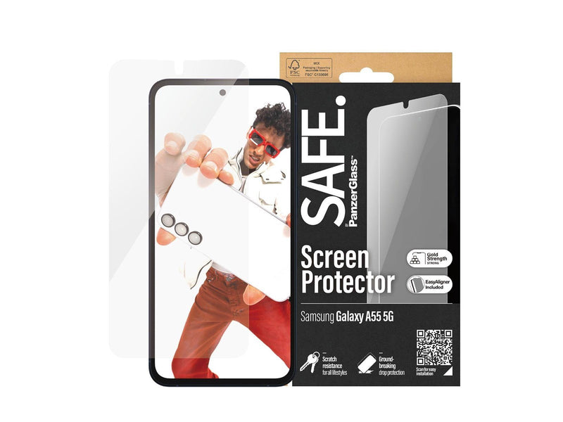 SAFE. by PanzerGlass Screen Protector Samsung Galaxy A55 5G | Ultra-Wide Fit w. EasyAligner
