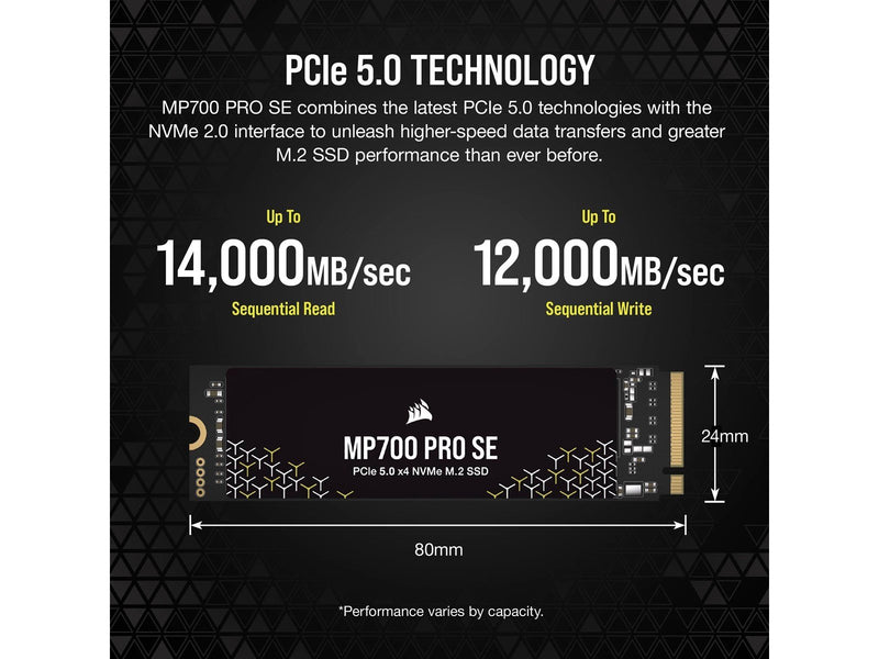 Corsair MP700 Pro SE SSD - 4TB - Ohne Kühlkörper - M.2 2280 - PCIe 5.0