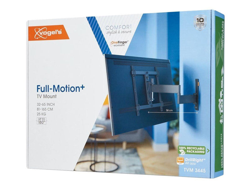 Vogel's Comfort TVM 3445 mounting kit - full-motion - for flat panel - black 25 kg 65" 100 x 100 mm