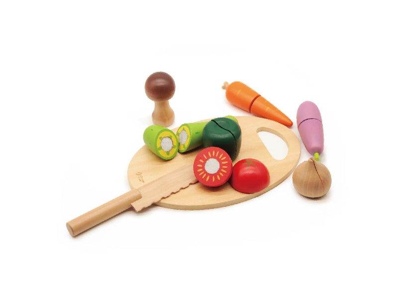 Classic World Wooden Cutting Vegetables with Knife and Cutting Board