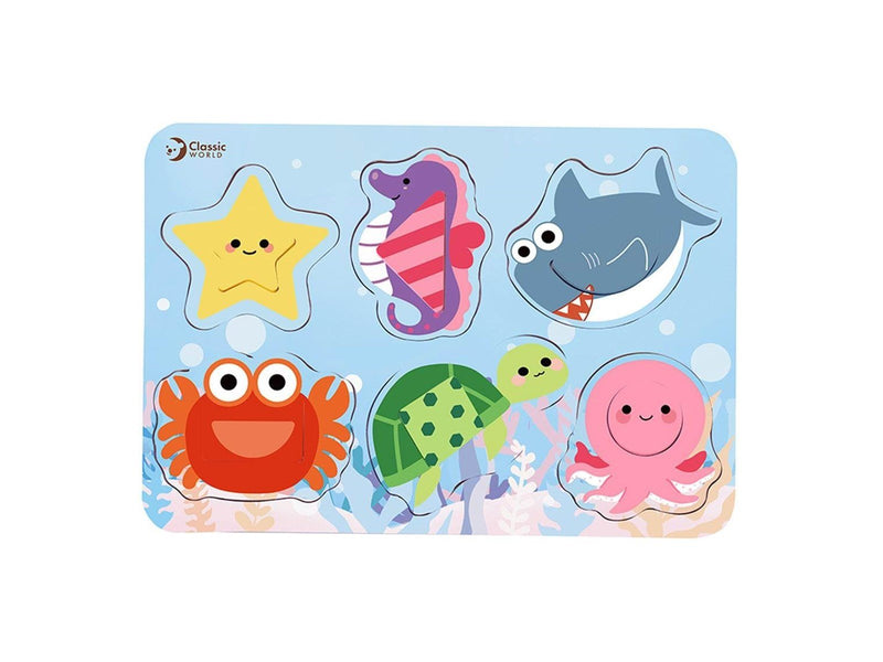 Classic World Wooden Puzzle Ocean Animals 13pc. Holz
