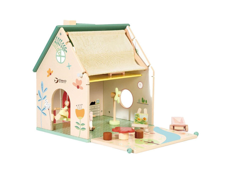Classic World Wooden Dollhouse with Garden 10 pcs