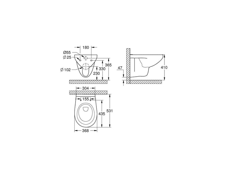 Grohe Bau Ceramic Wall-hung Toilet Alpine white