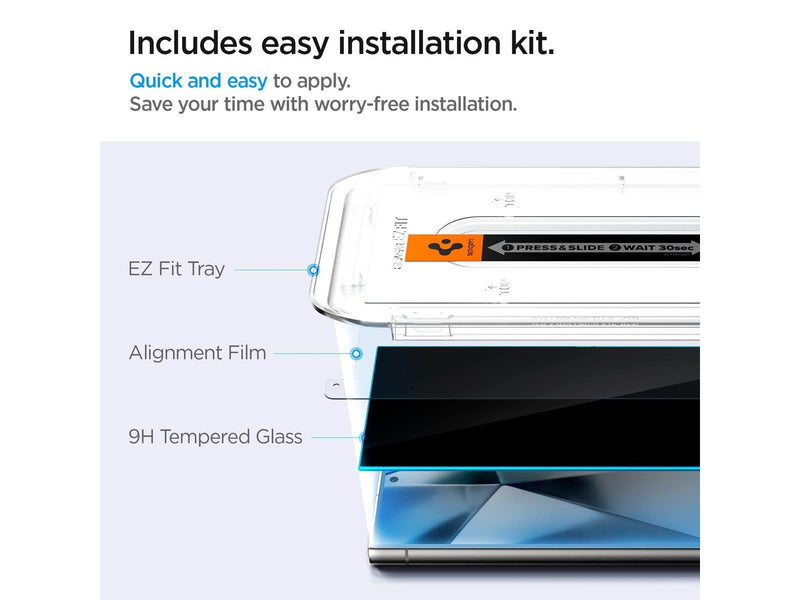 Spigen Glass tR EZ Fit Privacy 2 Pack - Samsung Galaxy S24 Ultra