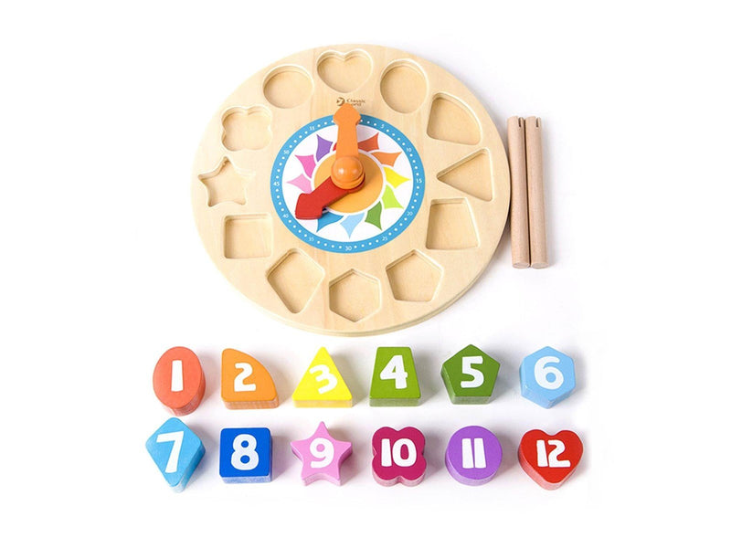 Classic World Wooden Leather Clock with Shapes Tic-Tac 15dlg