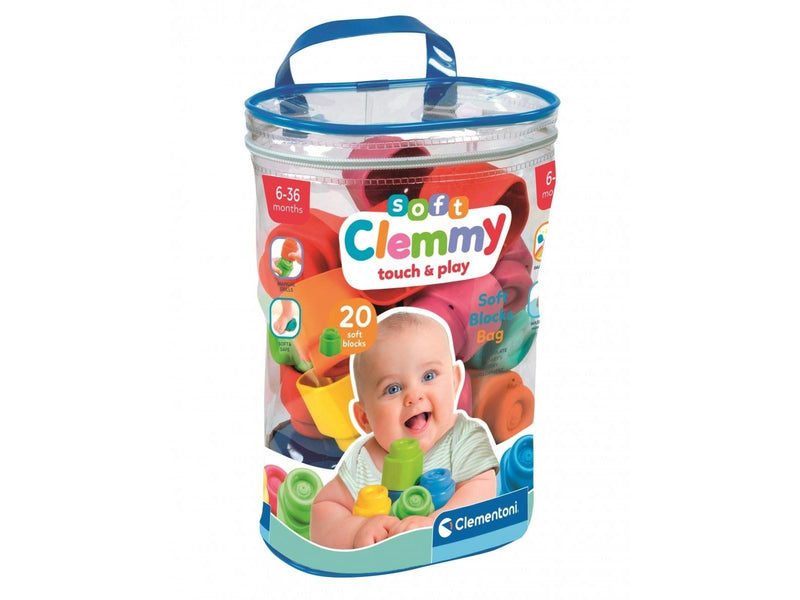 Clementoni Baby Soft Clemmy Blocks with Storage Bag 20pcs.
