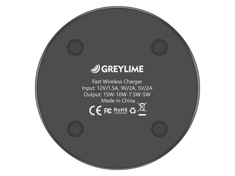 GreyLime 15W round wireless charger in fabric and metal - Grey