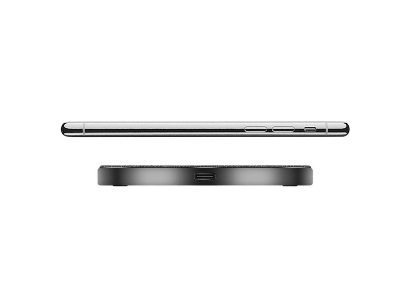 GreyLime 15W round wireless charger in fabric and metal - Grey