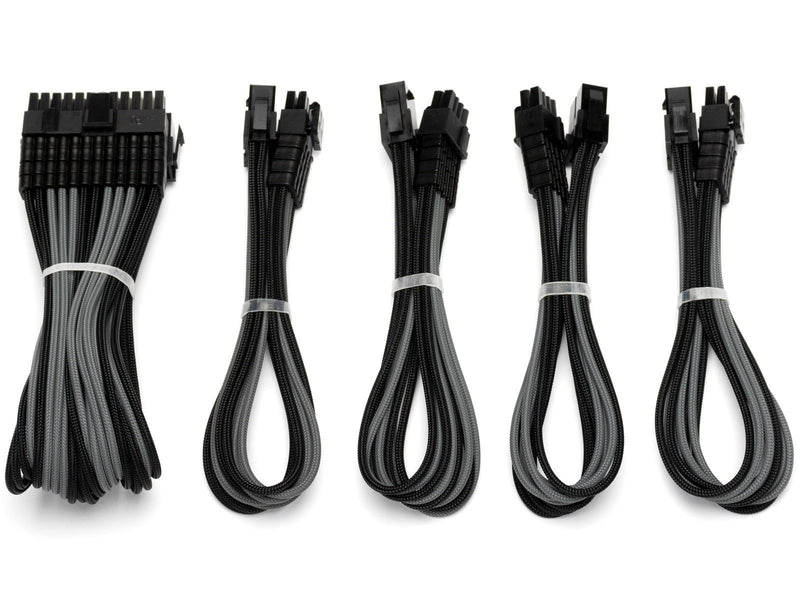 DUTZO Sleeved Power Extention Cable Kit (v2) - Schwarz / Grau