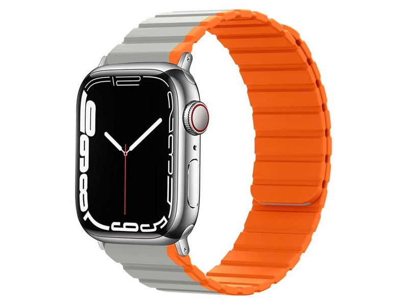 Lippa Apple Watch Magnetic Silicone Strap 42/44/45/49 - Gray / Orange