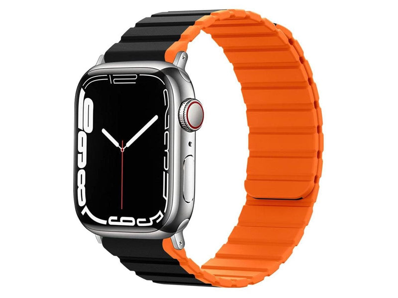 Lippa Apple Watch Magnetic Silicone Strap 42/44/45/49 - Black / Orange