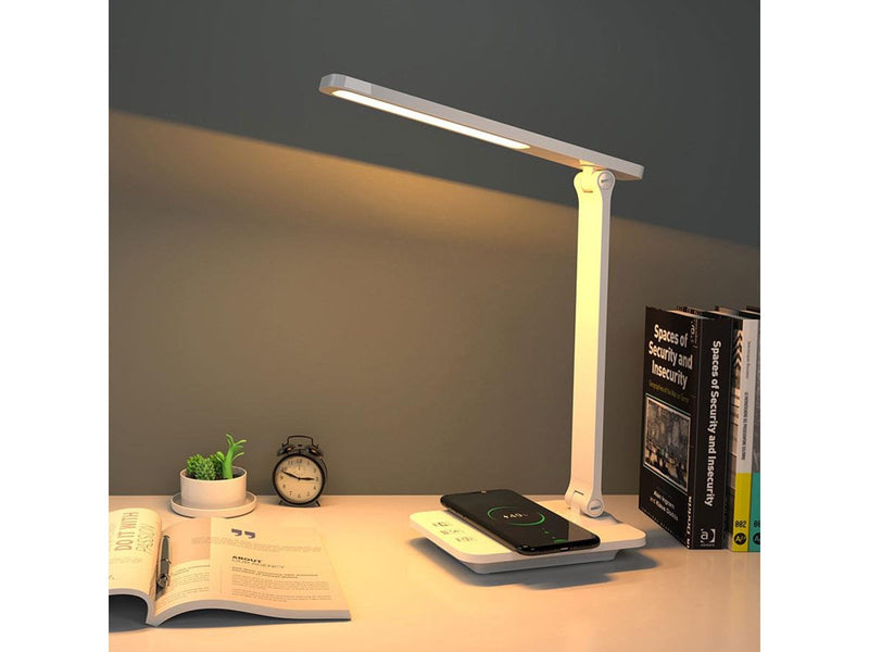 Lippa LED Desk Lamp with Wireless Charging - White
