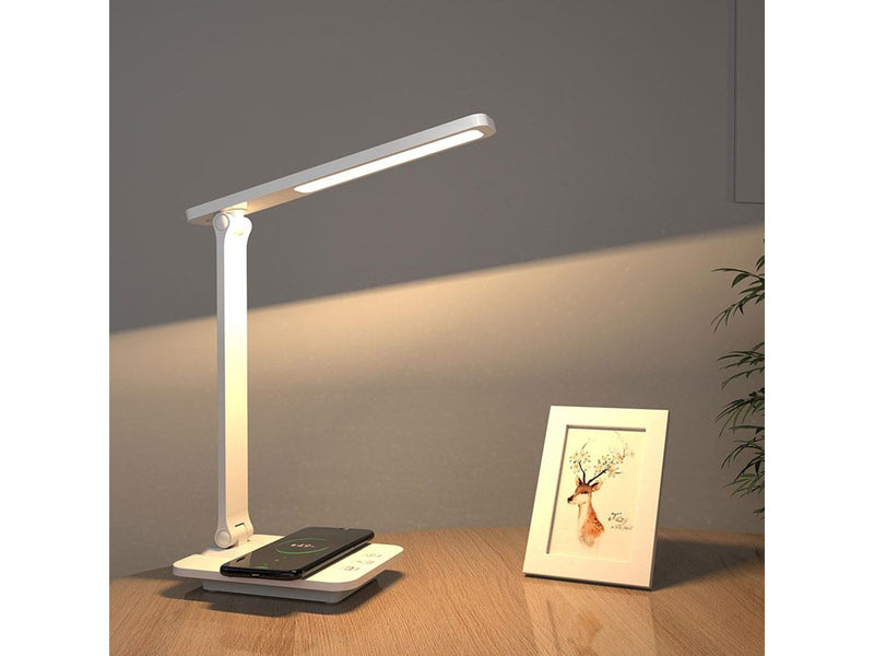 Lippa LED Desk Lamp with Wireless Charging - White