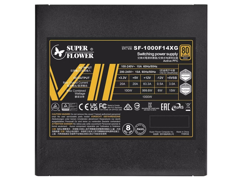 Super Flower Leadex VII XG Netzteile - 1000 Watt - 140 mm - ATX 3.0 - 80 Plus Gold zertifiziert