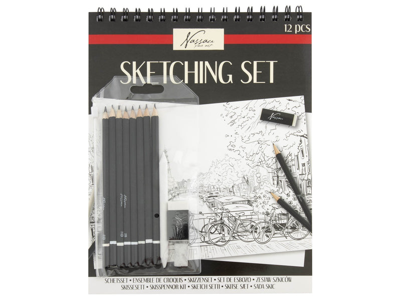 Nassau Sketching pencil & pad set 12pcs incl wallet