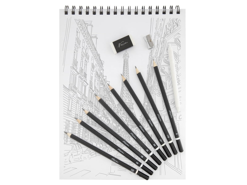 Nassau Sketching pencil & pad set 12pcs incl wallet