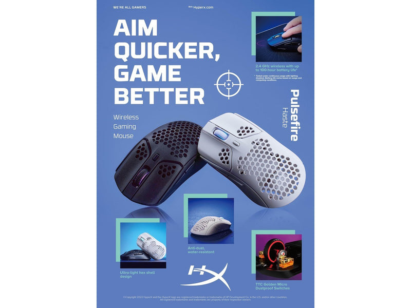 HyperX Pulsefire Haste Wireless - Gaming Maus (Weiß)
