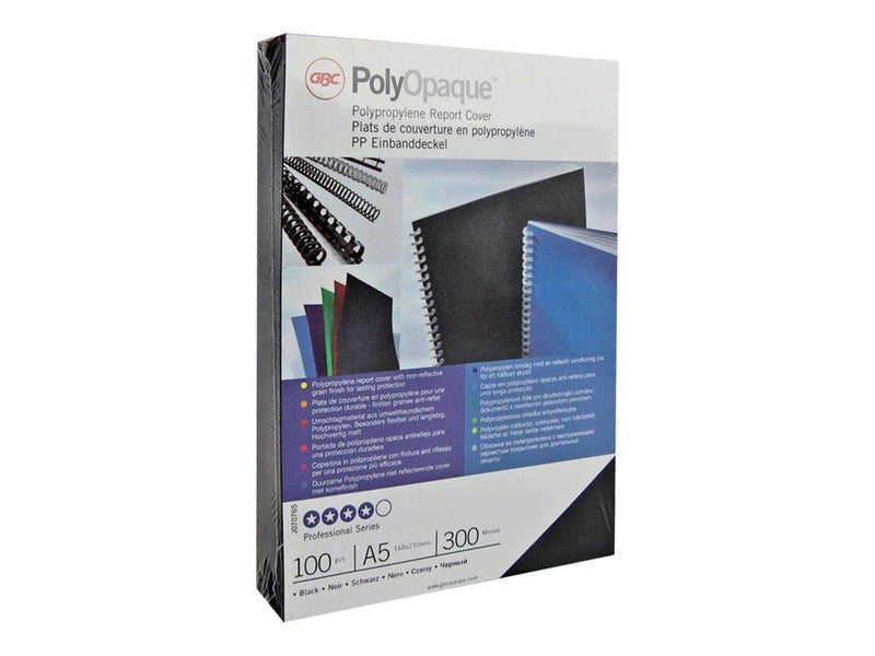 GBC PolyOpaque™ Deckblatt A4 300 Mikron Schwarz - Polypropylene binding cover