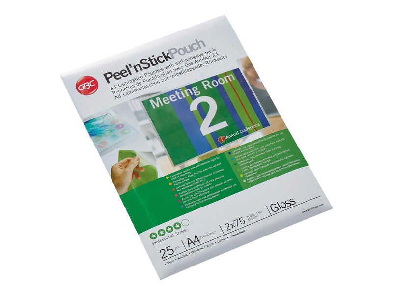 GBC Peel'n Stick - 25-pack - glossy - 216 x 303 mm - lamination pouches