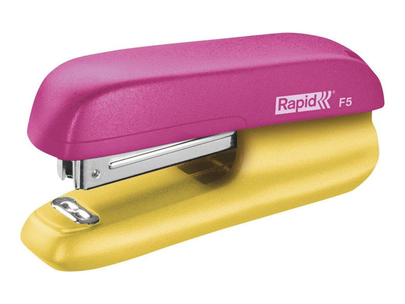 Rapid  Mini Heftgerät F5 und Locher Set Pink/Gelb