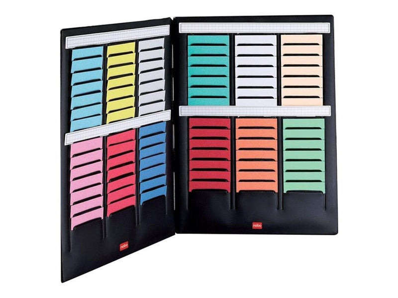 Nobo Mini - card planner board - 16 slots x 3 columns - black
