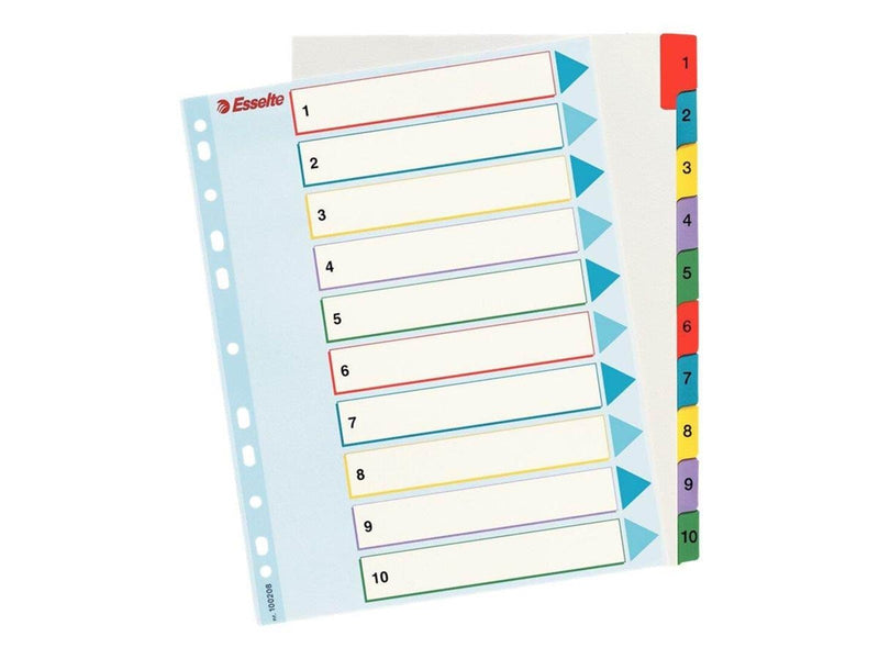Esselte - divider - 10 parts - for A4 Maxi - tabbed (pack of 10)