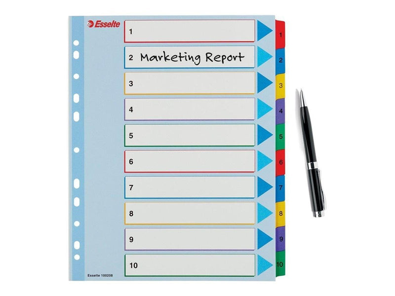 Esselte - divider - 10 parts - for A4 Maxi - tabbed (pack of 10)