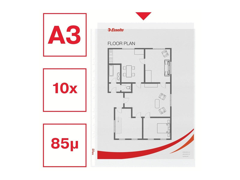 Esselte - sheet protector - for A3 - clear (pack of 10)