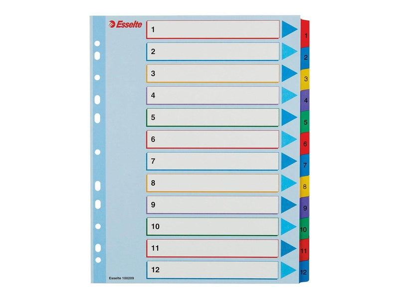 Esselte - divider - 12 parts - for A4 Maxi - tabbed (pack of 10)
