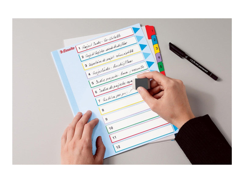 Esselte - divider - 12 parts - for A4 Maxi - tabbed (pack of 10)