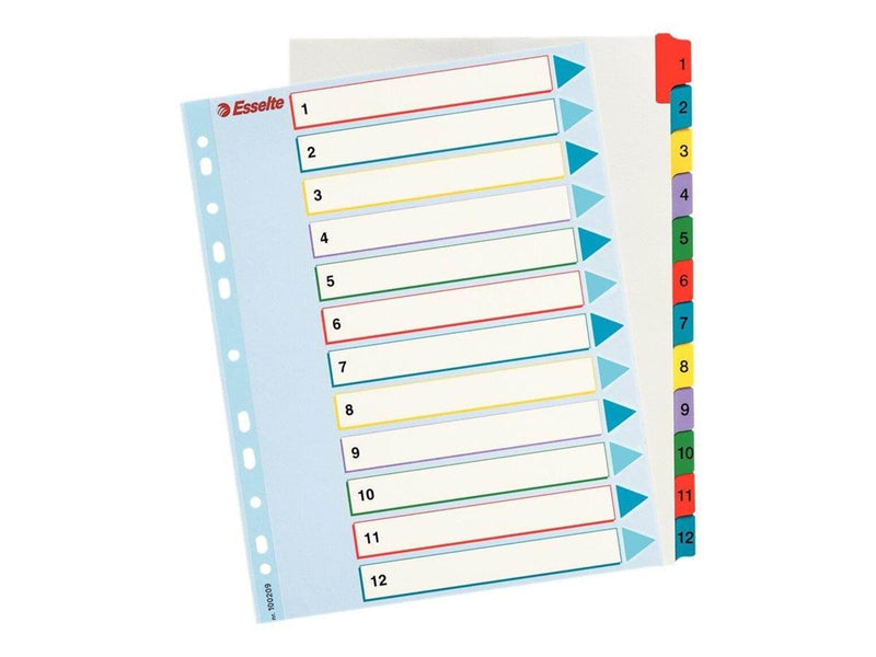 Esselte - divider - 12 parts - for A4 Maxi - tabbed (pack of 10)