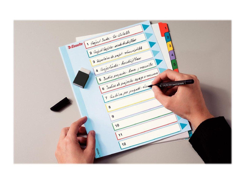 Esselte - divider - 12 parts - for A4 Maxi - tabbed (pack of 10)