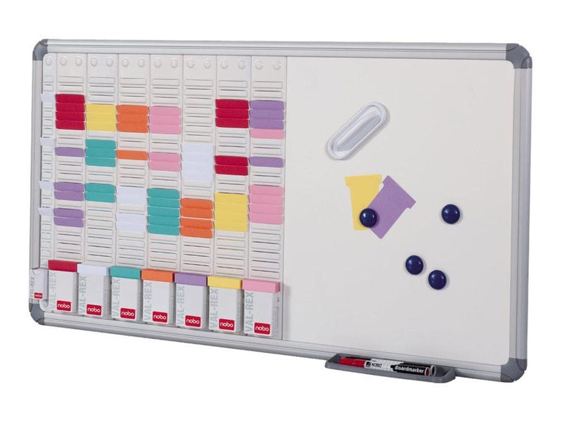 Nobo combo board: whiteboard card planner - 24 slots x 8 columns