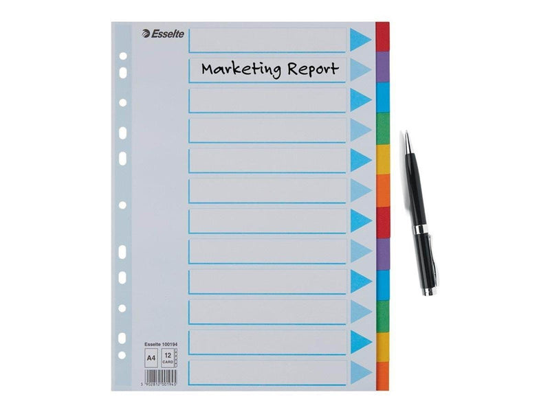 Esselte - divider - 12 parts - for A4 - tabbed