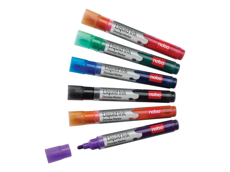 Nobo  Liquid Ink Whiteboard Pens Bullet Tip 12 Pack Assorted
