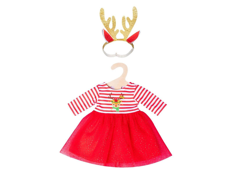 Heless Christmas dress with Reindeer headband size 28-35 cm