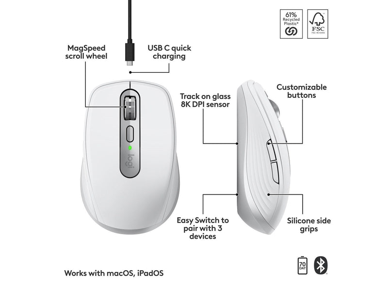 Logitech MX Anywhere 3S for MAC - Pale Grey - Maus (Grau)