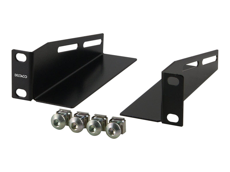 Deltaco L-support Rails 10" Cabinet 1U 136mm deep (2-Pack) Black