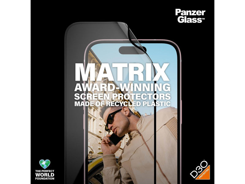 PanzerGlass MATRIX Screen Protector with D3O iPhone 15 | Ultra-Wide Fit w. AlignerKit