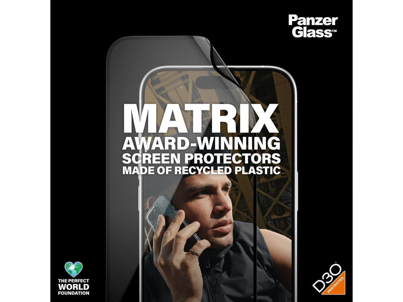 PanzerGlass MATRIX Screen Protector with D3O iPhone 15 Pro | Ultra-Wide Fit w. AlignerKit