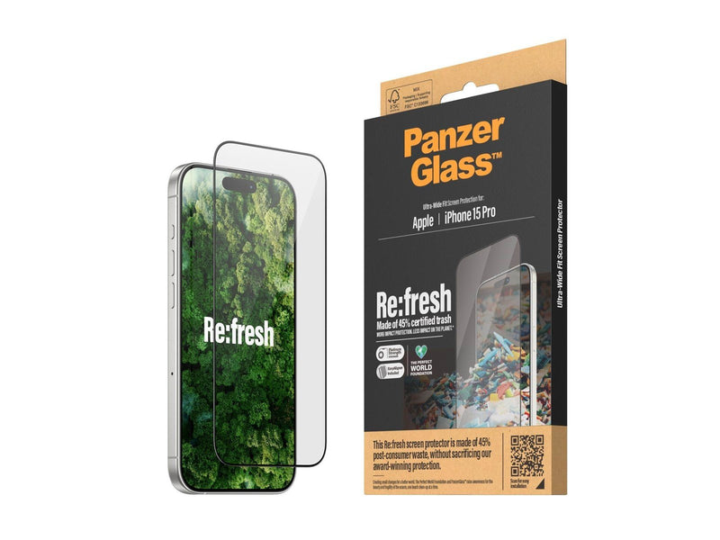 PanzerGlass Re:fresh Screen Protector iPhone 15 Pro | Ultra-Wide Fit w. EasyAligner