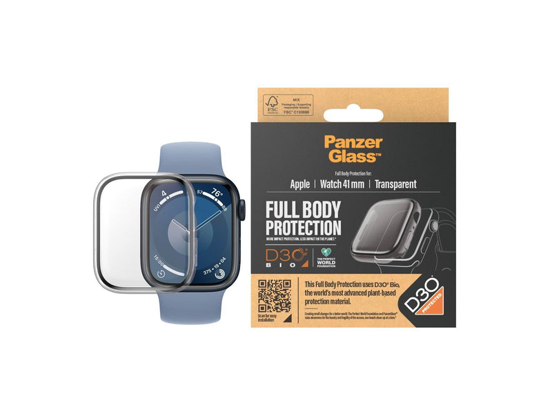 PanzerGlass Screen Protector Full Body Apple Watch Series 9 with D3O | 41mm |Transparent