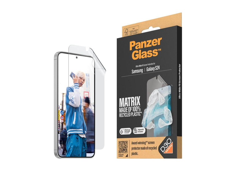 PanzerGlass MATRIX Screen Protector with D3O Samsung Galaxy S24 | Ultra-Wide Fit w. AlignerKit