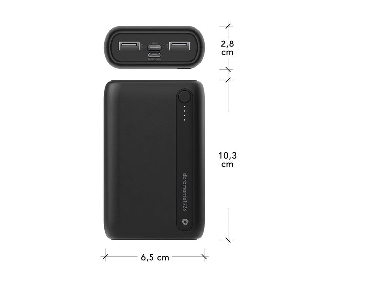 dbramante1928 re-charge power bank - USB 24 pin USB-C Powerbank (Akku) - schwarz - 10000 mAh