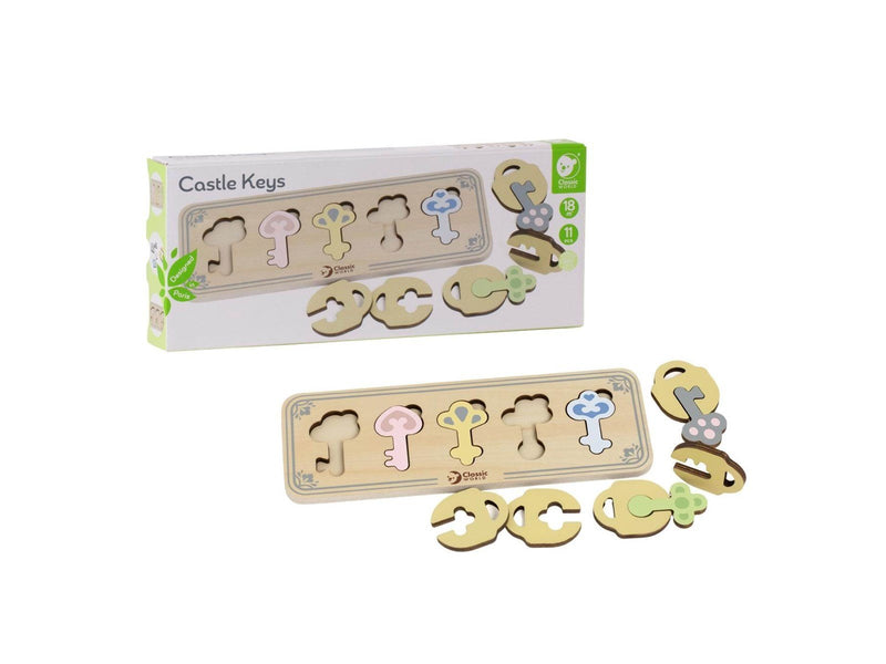 Classic World Wooden Castle Keys and Locks Match Game 13pcs.
