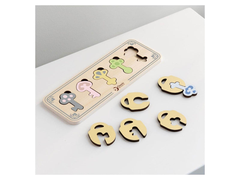 Classic World Wooden Castle Keys and Locks Match Game 13pcs.