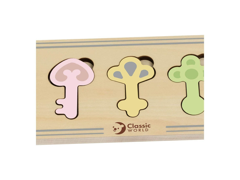 Classic World Wooden Castle Keys and Locks Match Game 13pcs.